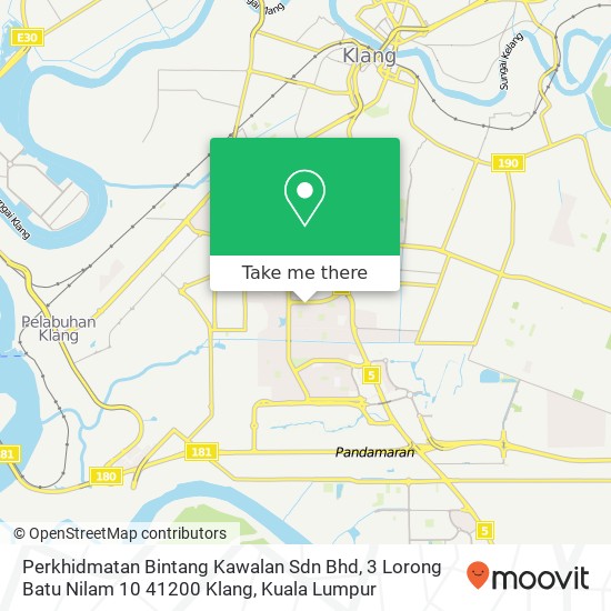 Peta Perkhidmatan Bintang Kawalan Sdn Bhd, 3 Lorong Batu Nilam 10 41200 Klang