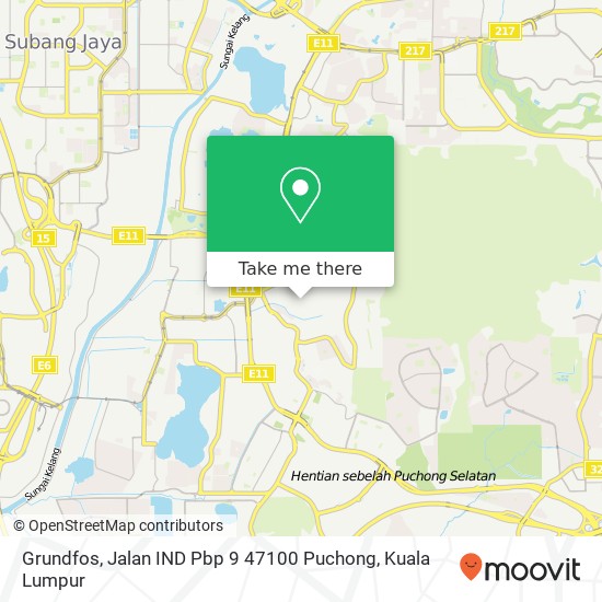 Peta Grundfos, Jalan IND Pbp 9 47100 Puchong