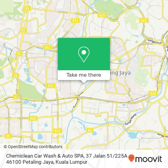 Peta Chemiclean Car Wash & Auto SPA, 37 Jalan 51 / 225A 46100 Petaling Jaya