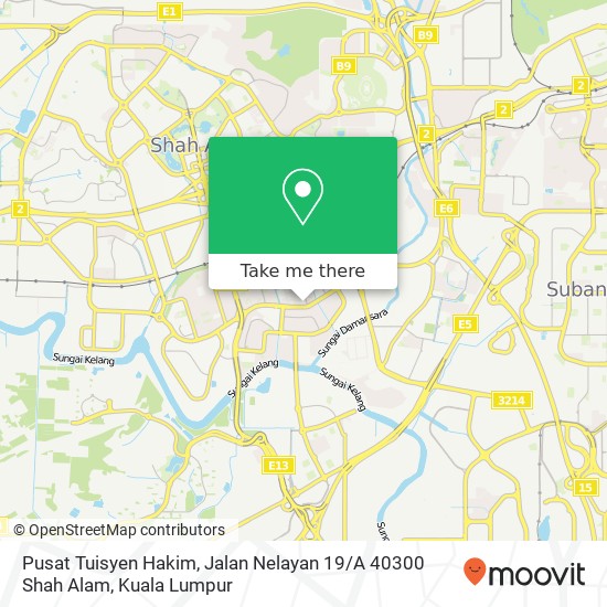 Peta Pusat Tuisyen Hakim, Jalan Nelayan 19 / A 40300 Shah Alam