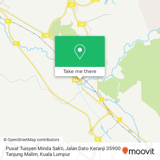 Peta Pusat Tuisyen Minda Sakti, Jalan Dato Keranji 35900 Tanjung Malim