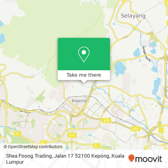 Peta Shea Foong Trading, Jalan 17 52100 Kepong