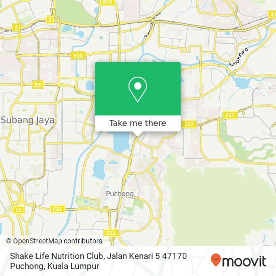 Shake Life Nutrition Club, Jalan Kenari 5 47170 Puchong map