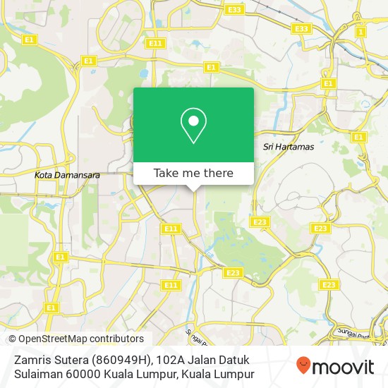 Peta Zamris Sutera (860949H), 102A Jalan Datuk Sulaiman 60000 Kuala Lumpur