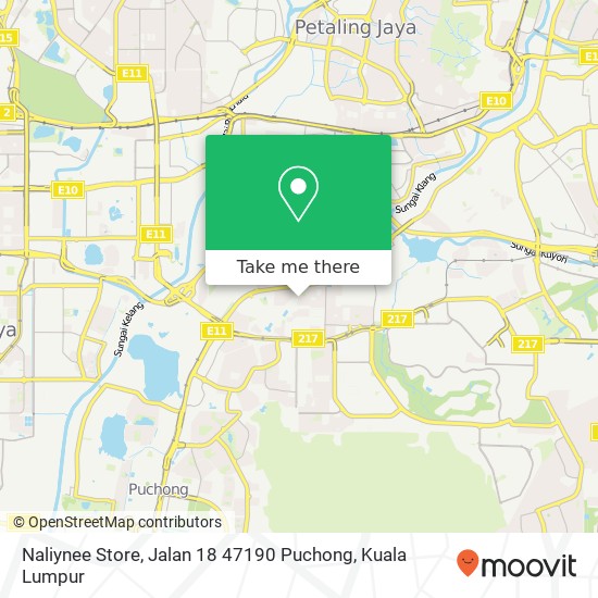 Peta Naliynee Store, Jalan 18 47190 Puchong
