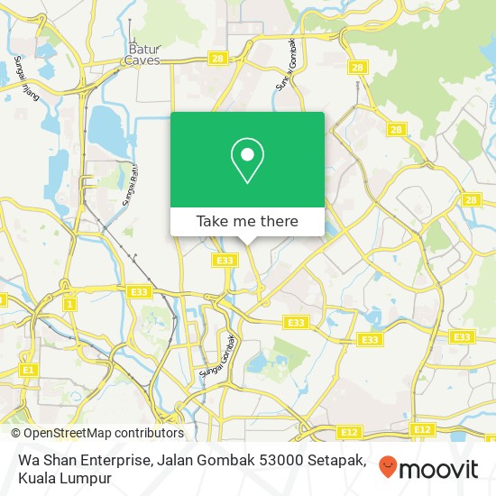 Peta Wa Shan Enterprise, Jalan Gombak 53000 Setapak