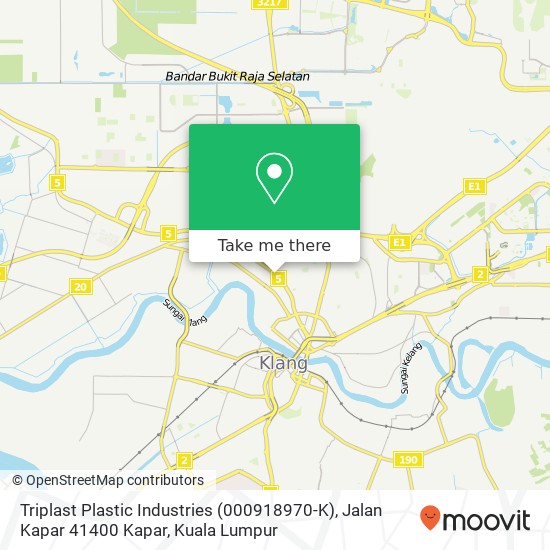 Peta Triplast Plastic Industries (000918970-K), Jalan Kapar 41400 Kapar