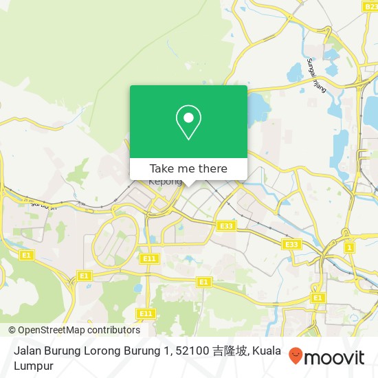 Peta Jalan Burung Lorong Burung 1, 52100 吉隆坡