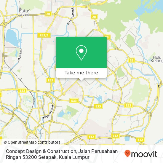 Peta Concept Design & Construction, Jalan Perusahaan Ringan 53200 Setapak
