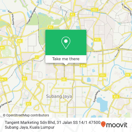 Tangent Marketing Sdn Bhd, 31 Jalan SS 14 / 1 47500 Subang Jaya map