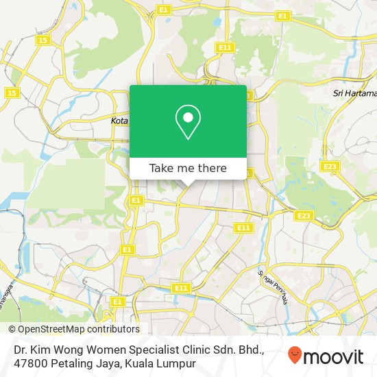 Peta Dr. Kim Wong Women Specialist Clinic Sdn. Bhd., 47800 Petaling Jaya