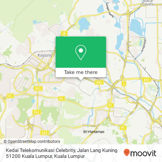 Kedai Telekomunikasi Celebrity, Jalan Lang Kuning 51200 Kuala Lumpur map