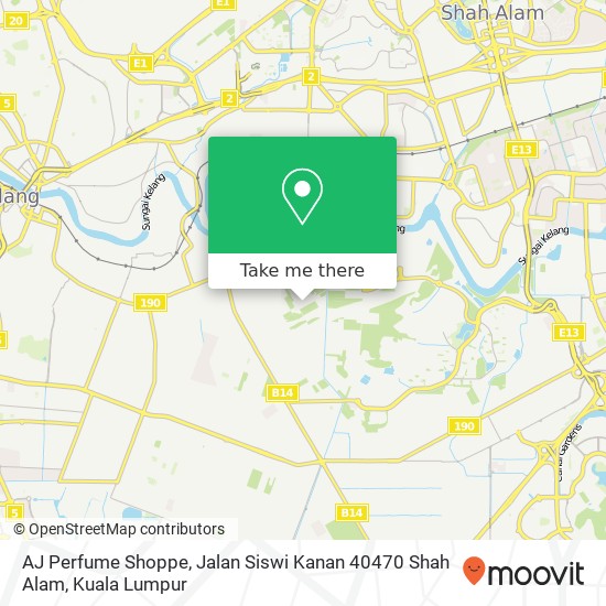 Peta AJ Perfume Shoppe, Jalan Siswi Kanan 40470 Shah Alam
