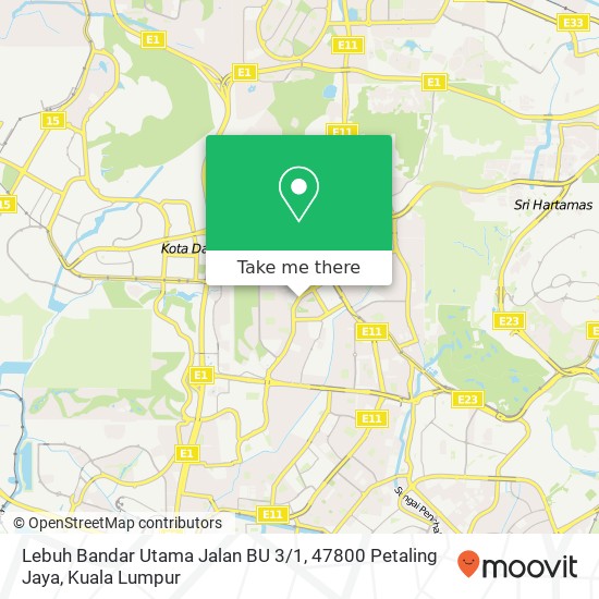 Peta Lebuh Bandar Utama Jalan BU 3 / 1, 47800 Petaling Jaya