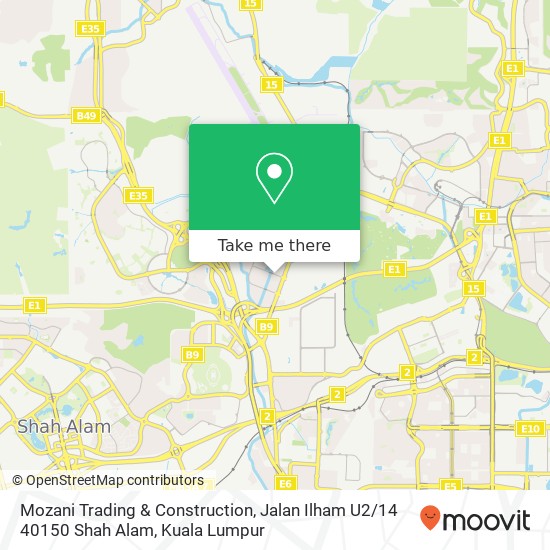 Peta Mozani Trading & Construction, Jalan Ilham U2 / 14 40150 Shah Alam