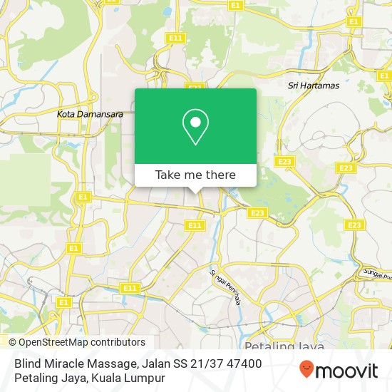 Blind Miracle Massage, Jalan SS 21 / 37 47400 Petaling Jaya map