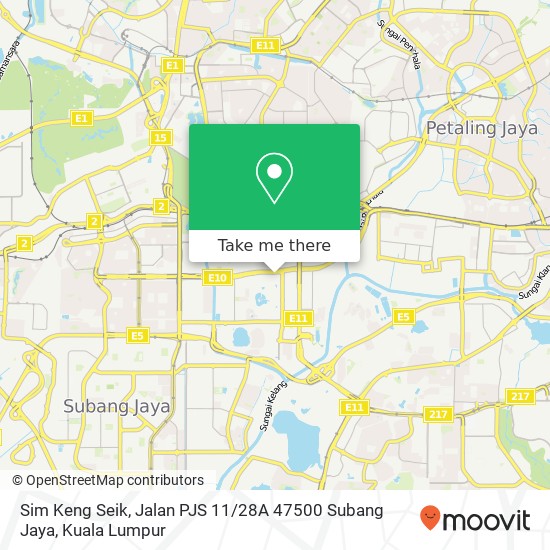Peta Sim Keng Seik, Jalan PJS 11 / 28A 47500 Subang Jaya