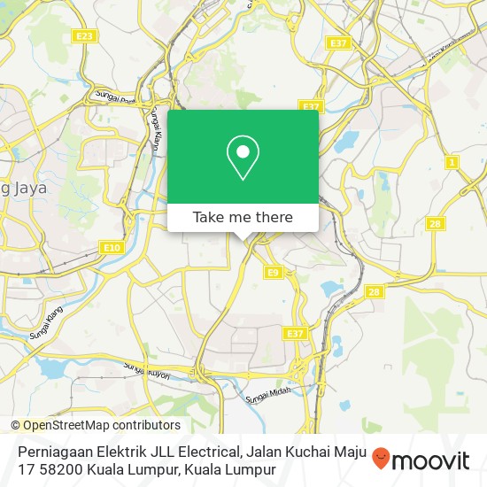 Perniagaan Elektrik JLL Electrical, Jalan Kuchai Maju 17 58200 Kuala Lumpur map