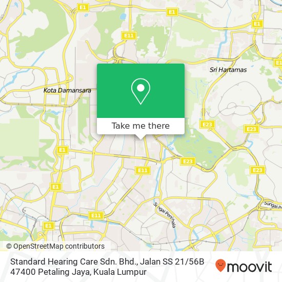 Peta Standard Hearing Care Sdn. Bhd., Jalan SS 21 / 56B 47400 Petaling Jaya