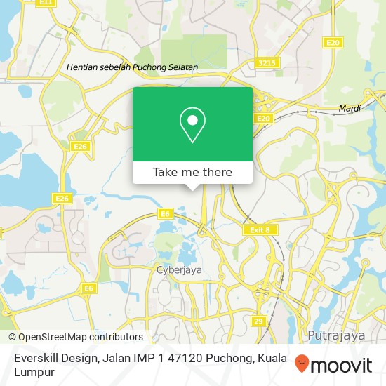 Peta Everskill Design, Jalan IMP 1 47120 Puchong