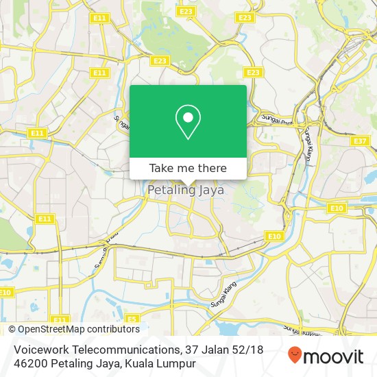 Peta Voicework Telecommunications, 37 Jalan 52 / 18 46200 Petaling Jaya