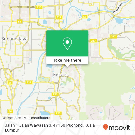 Peta Jalan 1 Jalan Wawasan 3, 47160 Puchong