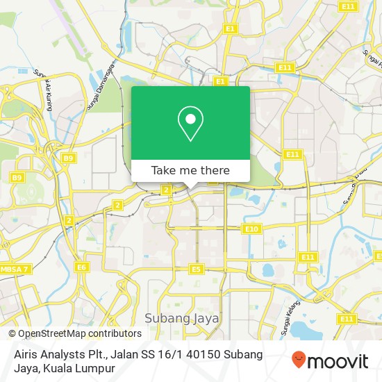 Peta Airis Analysts Plt., Jalan SS 16 / 1 40150 Subang Jaya