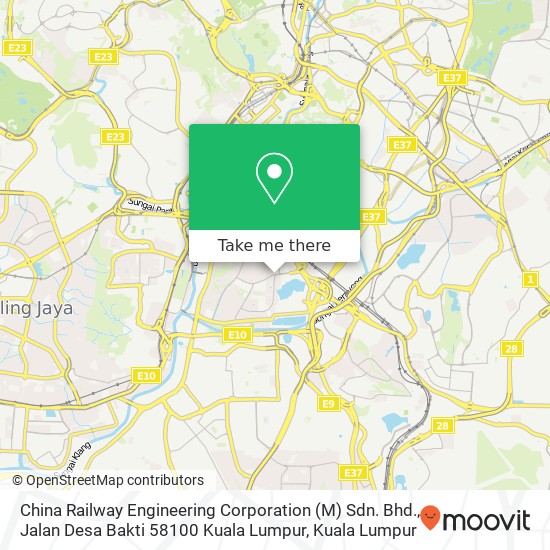 China Railway Engineering Corporation (M) Sdn. Bhd., Jalan Desa Bakti 58100 Kuala Lumpur map