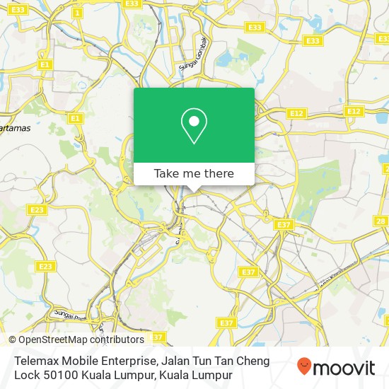 Peta Telemax Mobile Enterprise, Jalan Tun Tan Cheng Lock 50100 Kuala Lumpur