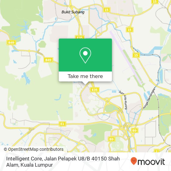 Peta Intelligent Core, Jalan Pelapek U8 / B 40150 Shah Alam