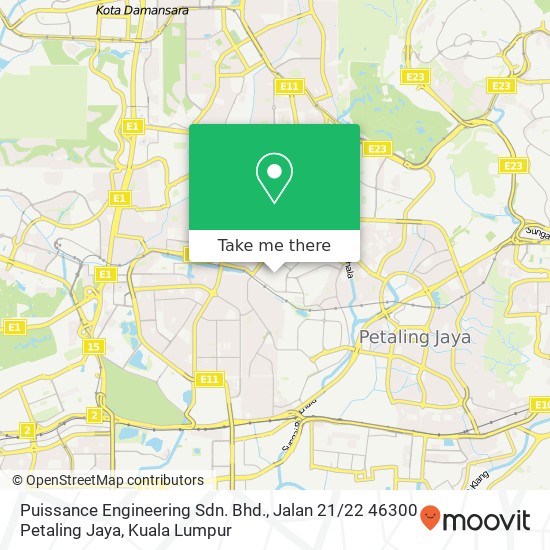 Puissance Engineering Sdn. Bhd., Jalan 21 / 22 46300 Petaling Jaya map