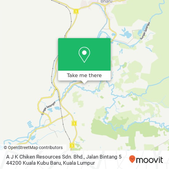 Peta A J K Chiken Resources Sdn. Bhd., Jalan Bintang 5 44200 Kuala Kubu Baru