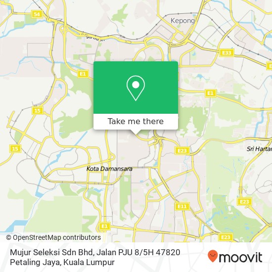 Peta Mujur Seleksi Sdn Bhd, Jalan PJU 8 / 5H 47820 Petaling Jaya