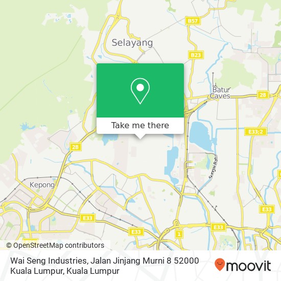 Peta Wai Seng Industries, Jalan Jinjang Murni 8 52000 Kuala Lumpur