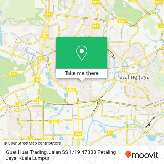 Peta Guat Huat Trading, Jalan SS 1 / 19 47300 Petaling Jaya