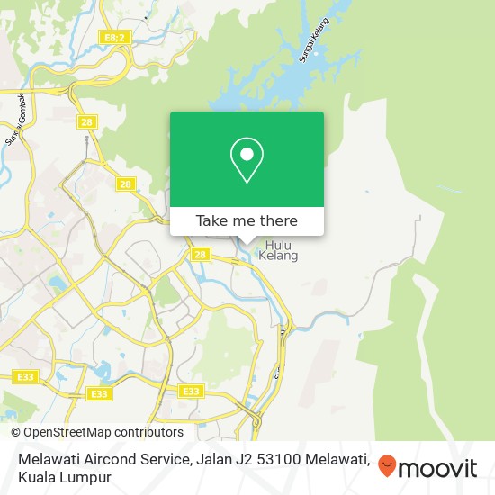 Peta Melawati Aircond Service, Jalan J2 53100 Melawati