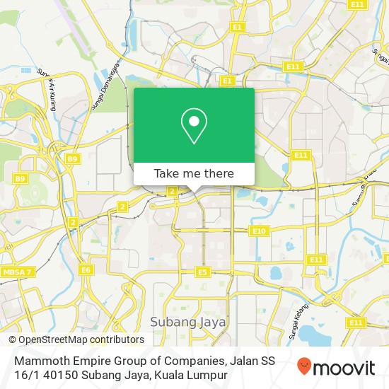 Mammoth Empire Group of Companies, Jalan SS 16 / 1 40150 Subang Jaya map