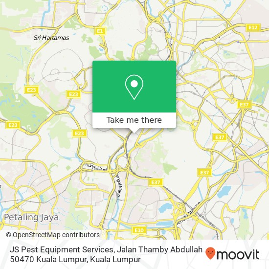 Peta JS Pest Equipment Services, Jalan Thamby Abdullah 50470 Kuala Lumpur