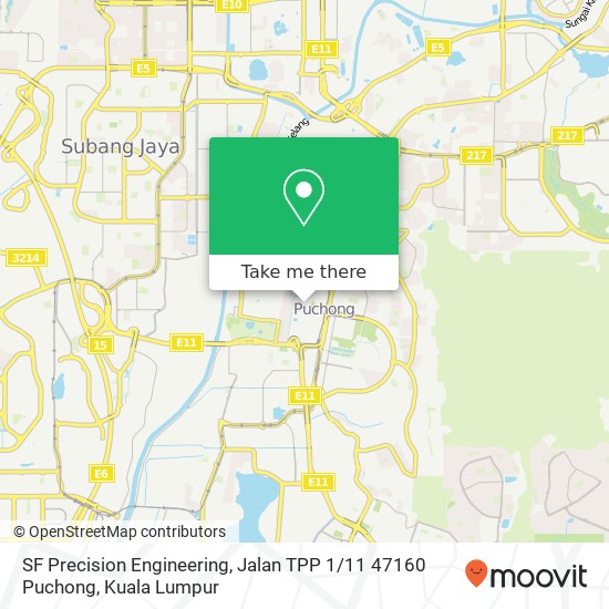 Peta SF Precision Engineering, Jalan TPP 1 / 11 47160 Puchong