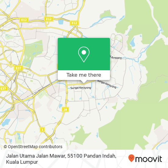 Peta Jalan Utama Jalan Mawar, 55100 Pandan Indah