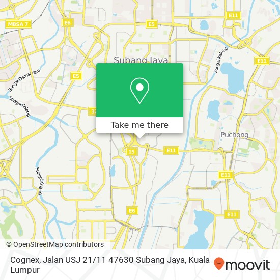 Peta Cognex, Jalan USJ 21 / 11 47630 Subang Jaya