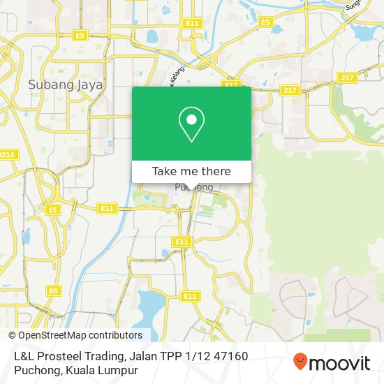Peta L&L Prosteel Trading, Jalan TPP 1 / 12 47160 Puchong