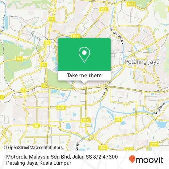 Peta Motorola Malaysia Sdn Bhd, Jalan SS 8 / 2 47300 Petaling Jaya