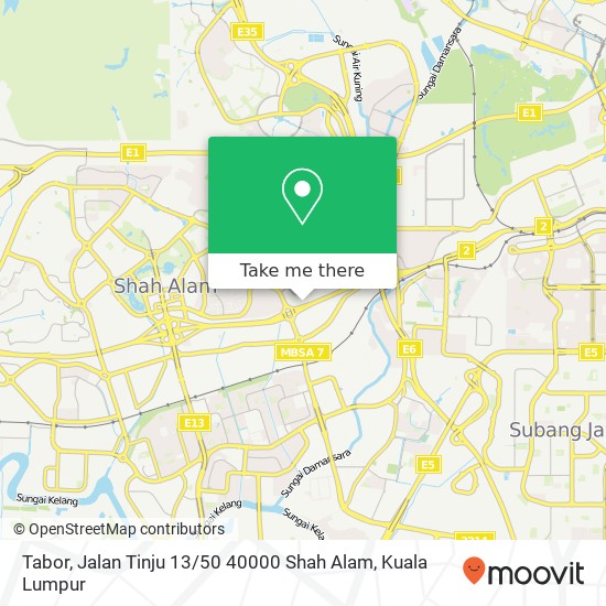 Peta Tabor, Jalan Tinju 13 / 50 40000 Shah Alam