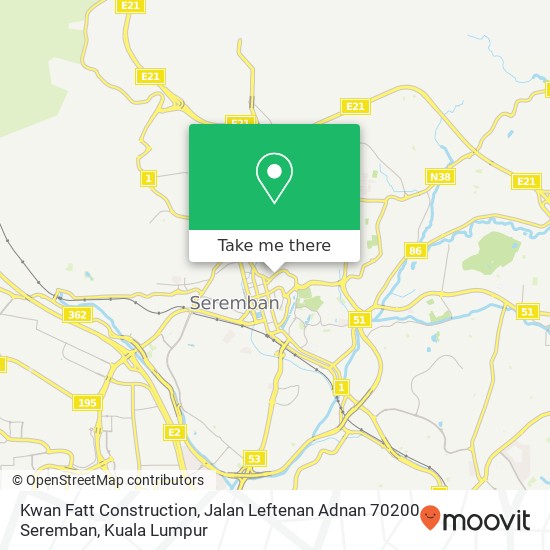 Peta Kwan Fatt Construction, Jalan Leftenan Adnan 70200 Seremban