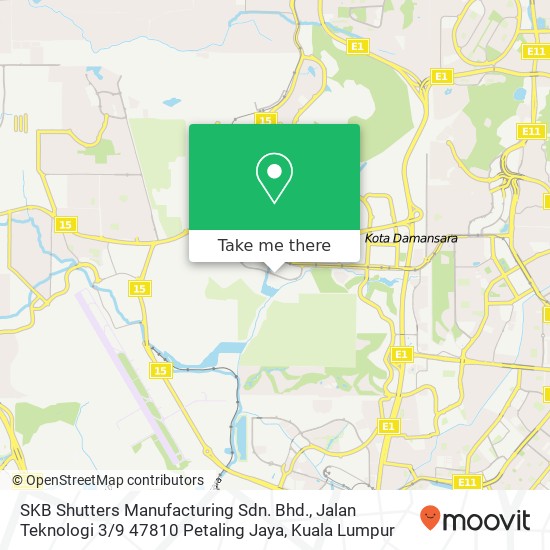 Peta SKB Shutters Manufacturing Sdn. Bhd., Jalan Teknologi 3 / 9 47810 Petaling Jaya