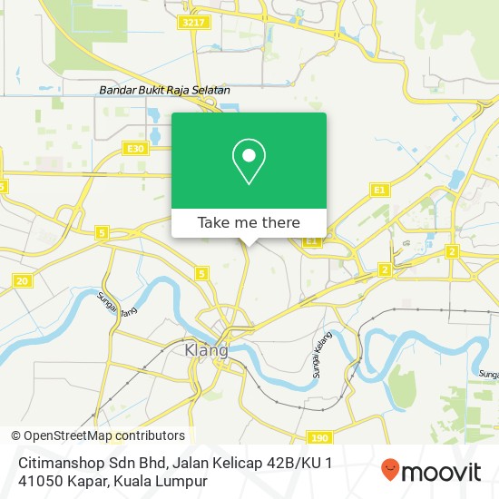 Peta Citimanshop Sdn Bhd, Jalan Kelicap 42B / KU 1 41050 Kapar