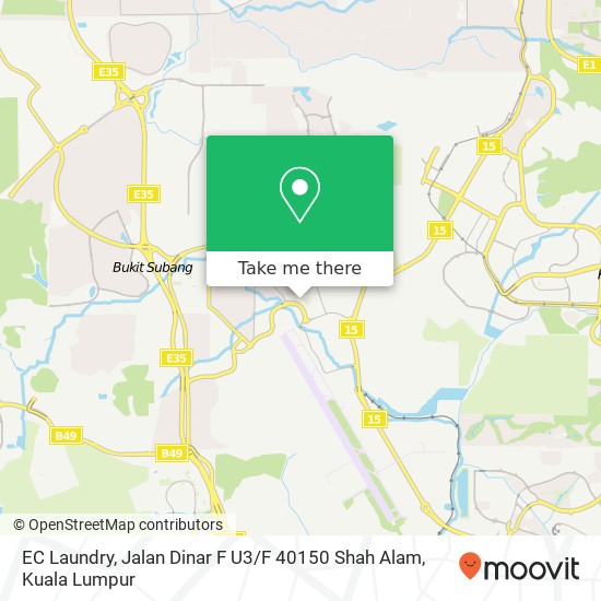 Peta EC Laundry, Jalan Dinar F U3 / F 40150 Shah Alam