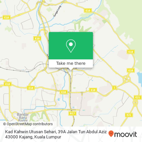 Peta Kad Kahwin Utusan Sehari, 39A Jalan Tun Abdul Aziz 43000 Kajang