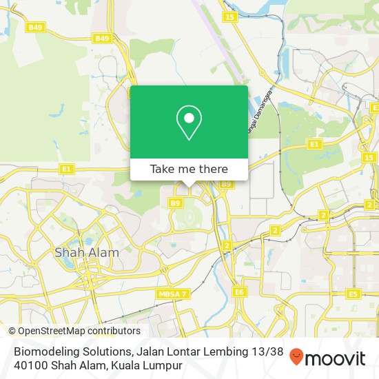 Peta Biomodeling Solutions, Jalan Lontar Lembing 13 / 38 40100 Shah Alam